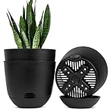 Plant Pots,3 Pack 10 inch Self Watering Planters High Drainage with Deep Saucer Reservoir for Indoor...