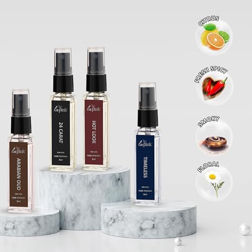 Image of LA PINK Luxury Perfume Valentine Gift Set for Man | 4 Long Lasting Scents, Premium Fragrance Set for Valentine, Birthday, and Anniversary | Ideal Gift for Him | Set of 4 (8ml Each)