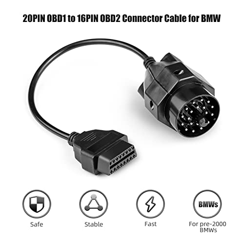 Creator 20Pin Obd1 To 16Pin Obd2 Connector Adapter Cable Compatible For Bmw E31 E32 E34 E36 Scan Tool #TOP3