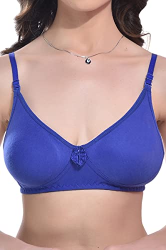 Image of FIMS - Fashion is my style Women Cotton Blend Non-Padded Bra Non-Wired Mould Seamless Cup Solid Bras Cup-B Pack of 1, Multicolor