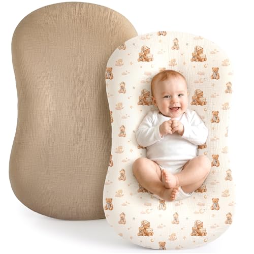 Termichy Baby Lounger Cover Muslin: Soft Cotton Slipcover for Snuggle Me Lounger - Removable & Machine Washable for Daily Use - Zipper-Free & Skin-Friendly for Newborn Girls and Boys