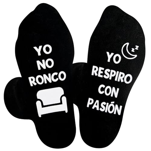 Leikedun Meias Divertidas com Mensagem em Português Eu não ronco, eu respiro com paixão - Antiderrapantes - Preto - Presente Original para Homens, Aniversário, Natal, Dia do Pai