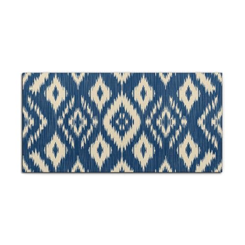 H-WALA Ikat Textile Pattern Canvas Wall Art, Bohemian Wall Decor for Living Room, Indigo and Cream, Housewarming Gift - Canvas Gallery Wraps 1.25 inch Depth - Print in USA