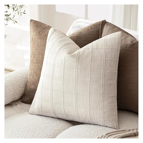 Housses de coussin lin 50x50 lot de 2 pour rénover un canapé usé - 7