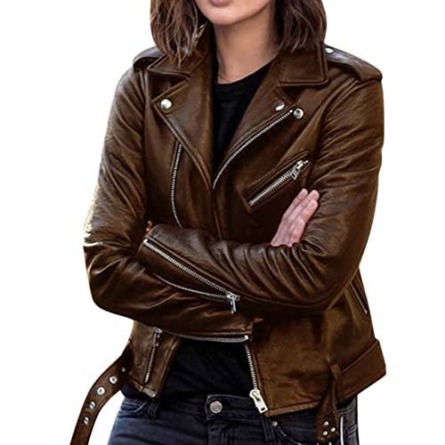 BAIXIAOCHI Chaqueta De Cuero Chaqueta De Mujer Manga Larga Ropa De OtoñO E Invierno Chaqueta De Cuero Corta Y Delgada Cover