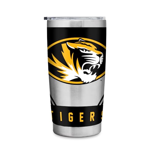 Rico Industries NCAA Missouri Tigers 20oz Stainless Steel Tumbler with Lid - Great For Coffee, Tea, Water or Cocktails