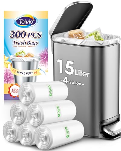 Teivio Sacs à ordures 15 litres 300 unités, doublures pour poubelle
