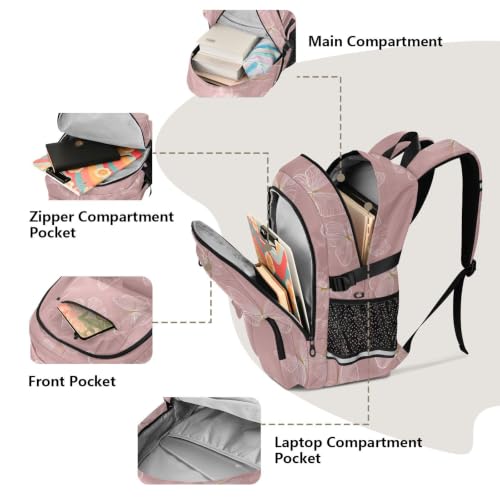 Mochilas de viaje para laptop cómodas con estampado rosa 5