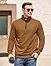COOFANDY Mens Sweatshirts Quarter Zip Turtleneck Warm Pullover Lightweight Quilted Knit Sweater (Brown, X-Large)