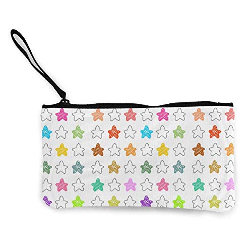 Preisvergleich Produktbild Gpedadf13 Unisex Bunte Sterne Reißverschluss Leinwand Geldbörse Geldbörse, Schminktasche, Handytasche mit Griff