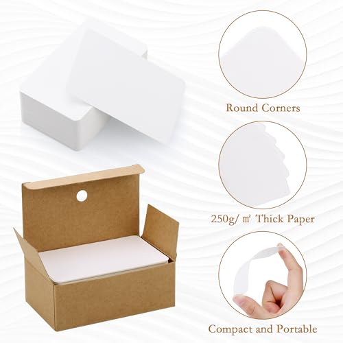 JIANTA 300Pcs White Kraft Paper Card, 3.5x2 inches Business Message Cards, Revision Flash Cards, Blank Index Cards for DIY, Study, Memory, Note, Gift Tags, Messages