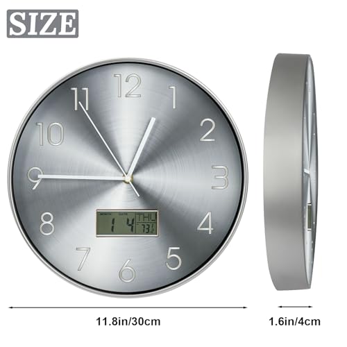 Horloge murale avec écran LCD intégrant calendrier et température - 6