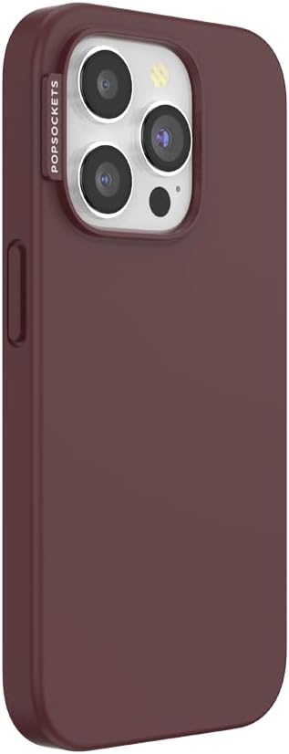 PopSockets iPhone 15 Pro Phone Case with MagSafe, Wireless Charging Compatible, Red - Oxblood