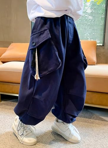 Boys Camo Pants Kids Pull on Elastic Waist Casual Loose Jogging Bottoms Elastic Cuffed Cargo Joggers 6-7 Years4