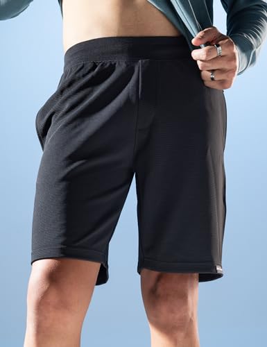 Image of DaMENSCH Textured Shorts, Microfiber Running Shorts for Men, Quick Dry Gym Shorts Mens Workout, Hidden Pocket with Zipper Sports Shorts for Man