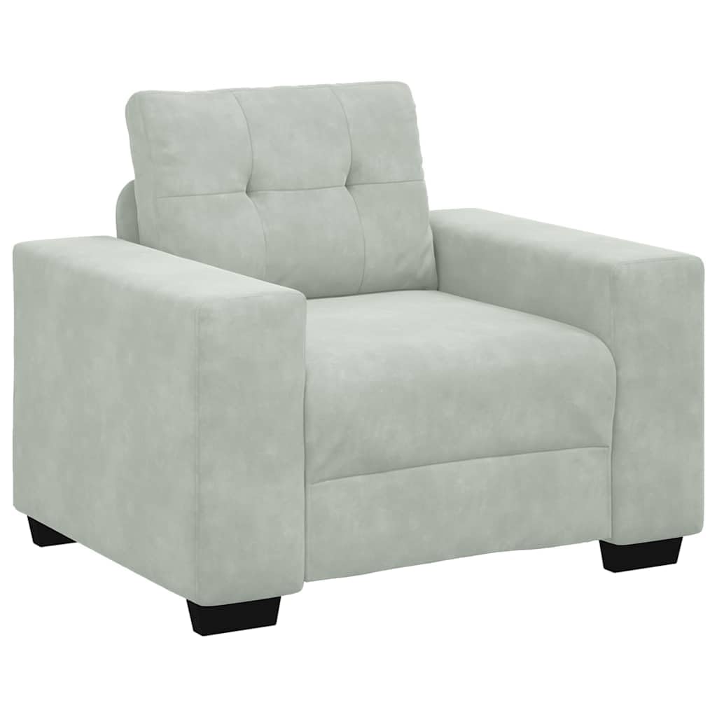 Sillón acolchado de terciopelo, gris, 100 x 78 x 80 cm, con estructura robusta, para salón y oficina, cómodo sofá relajante para relajarse y leer