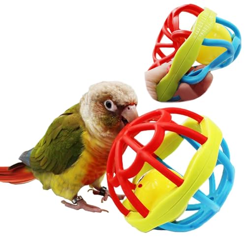 Image of QBLEEV Bird Plastic Parrot Bell Balls Soft Rubber Parakeet Toys, Pet Foraging Foot Talon for Chewing Training, Cage Treat Grinding Beak Ball for Cockatiel Budgie Conures Cat