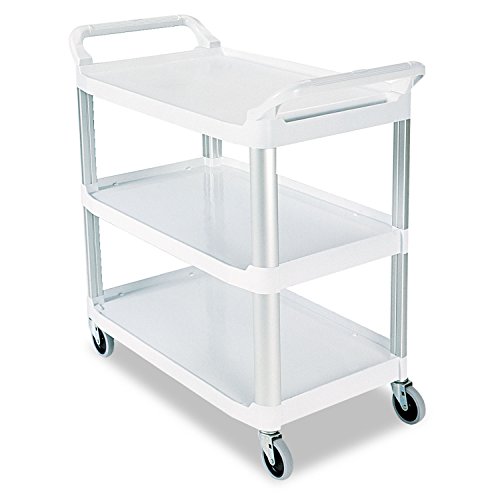 Image of Rubbermaid Commercial Products Heavy Duty 3-Shelf Rolling Service /Utility /Push Cart, 300 lbs. Capacity, Black, for Foodservice /Restaurant /Cleaning