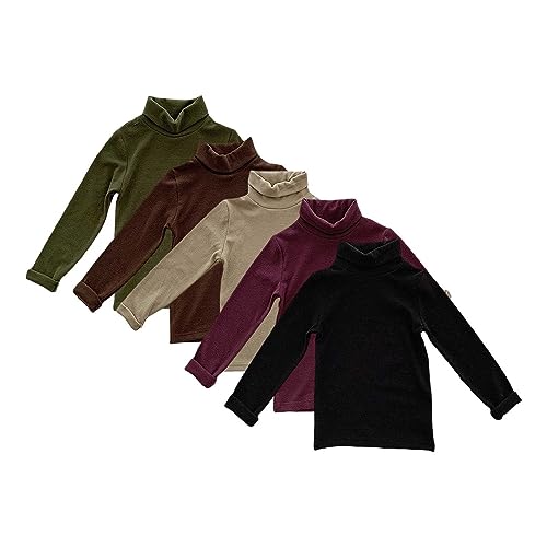 Betadog Girls Turtleneck Sweater Kids Casual Long Sleeve Pullover Tops Solid Baby Turtleneck Long (Purple, 6-7 Years)