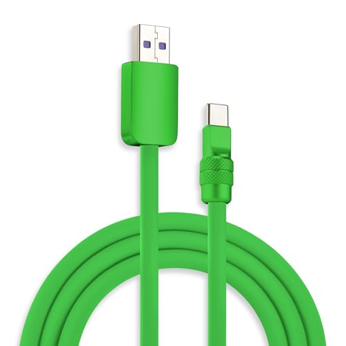 Image of chubbycable Chubby 2.0 Fast Charging Cable Durable Soft Silicone USB C Cable 120W Extra Thick Phone Charger Cord Data Transfer Cord, Green+Green, USB-A to Type-C, 13.1 FT