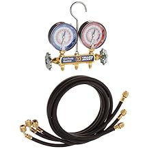 Yellow Jacket 42044 Heat Pump Manifold with 60" Black Plus II 1/4" Hoses, R-22/407C/410A