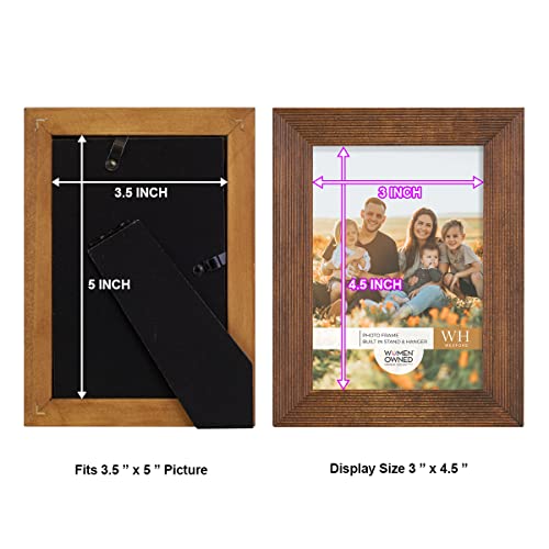 Renditions Gallery 3.5X5 Inch Picture Frame Set Of 2 High-End Modern Style, Made Of Solid Wood And High Definition Glass Ready For Wall And Tabletop Photo Display, Walnut Frame #TOP2