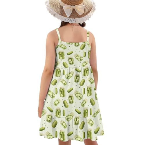 Girls Spaghetti Straps Dress Summer Spring Dress Kids Causal Midi Swing Dresses for Girls Holiday Clothes,3-14Y2