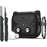 Picture of RFUNGUANGO for AirPods 3rd Generation Case Cover with Keychain,Game Player Design for Kids Teenager Women and Men, Soft Silicone Case for AirPods Gen 3 Charging-Cat Ear Black