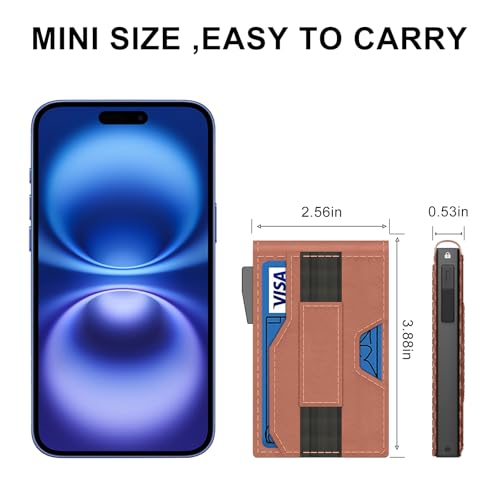 Wallet for Men, Slim Minimalist Mens Wallet 9-12 Cards Holder, RFID Blocking Smart Pop Up Card Wallet with Expandable Backplate, Metal Aluminum Credit Card Holder Bifold Wallet, Brown4