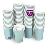 GoBeTree 100 Vasos de papel Azul de 240 ml, Papel Carton duradero, Vasos desechables resistentes para fiestas, celebraciones y eventos