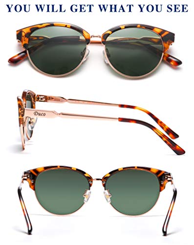 DUCO Retro Polarized Sunglasses for Women Semi Rimless Sun Glasses for Small Face Vintage Half Frame Shades 12213