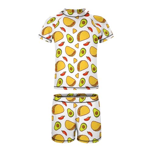 Mexican Food Taco AvocadoChildren's Swimsuits Boys Two Piece Suit9-11Y（140cm）2