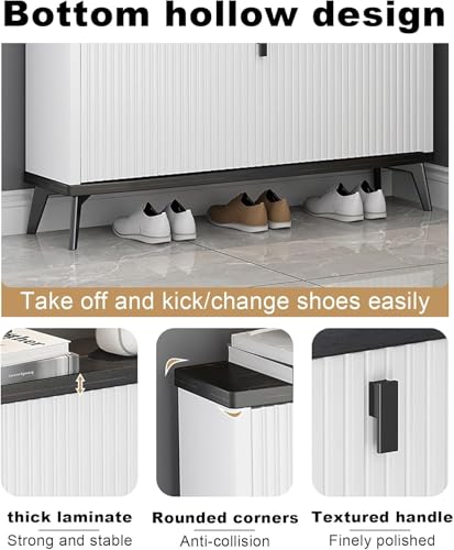 Range-chaussures moderne blanc avec 3 tiroirs rabattables pour entrée