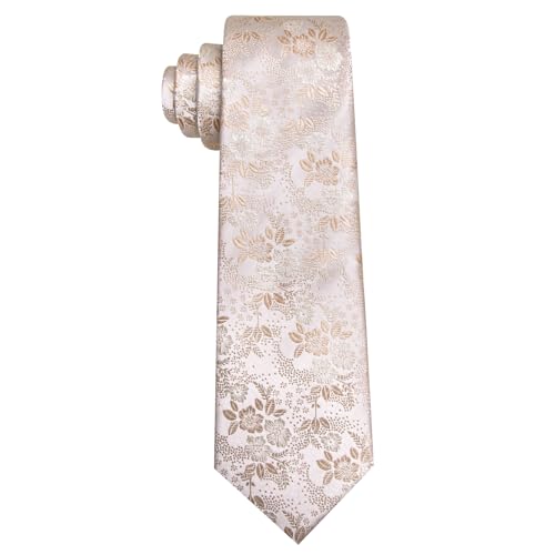 Image of Barry.Wang Floral Ties for Men Flower Necktie with Tie Clip Formal
