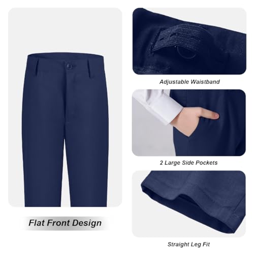 YuanLu Formal Boys Dress Pants for Toddler Kids with Adjustable Waist Blue Size 5