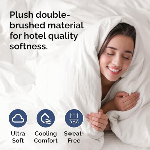 Image of Duvet Cover Queen Size Set - Extra Soft Queen Duvet Cover 90 inch x 90 inch with 2 Pillow Shams for Women, Men, Kids & Teens - Hotel Luxury w / Zipper Closures & Ties - Comfy, Cozy & Breathable (Antique White)
