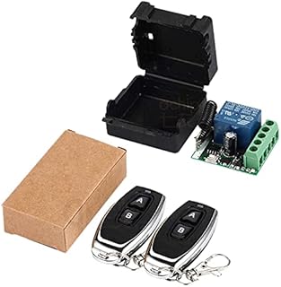 Doumneou 433Mhz DC12V Universal Single Relay Wireless Remote Control Switch for Garage Window(2 Remote Control 1Receiver)