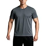 [Mezuratinn] tシャツ メンズ 半袖 トレーニングウェア 速乾 夏服 半袖シャツ てぃーしゃつメンズ 大きいサイズ 速乾性 スポーツtシャツ メッシュ 紫外線カット ストレッチ ランニング ダークグレー XL