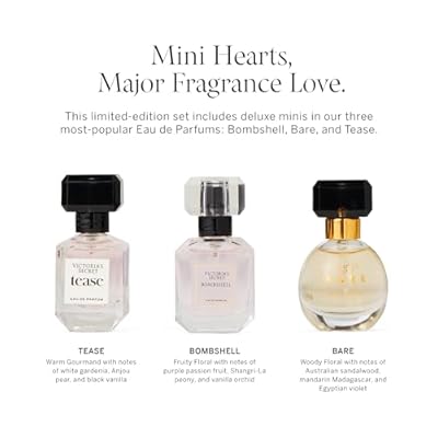 Victoria's Secret Deluxe Mini Fragrance Trio, Eau de Parfume Giftset for Women, Includes Bombshell, Bare and Tease Perfumes