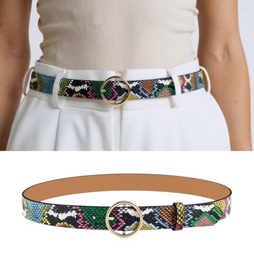 Adjustable Green Snake Pattern PU Waist Belt For Men And Women Stylish Waistband With Green Snake Print Belt2