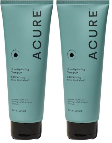 Image of Acure Ultra Hydrating Shampoo for Women & Men, Moisturize & Soften Fine, Dry, Damaged, Color Treated Hair & Scalp w /Argan Oil, Vegan, Paraben Free, Sulfate Free, Hair Care, 8 fl oz, (Pack of 2)