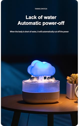 Image of QIWA Rain Cloud Humidifier with Essential Oil Diffuser, 7-Color LED Night Light, Natural Rain Sound, 200ml Water Tank, Auto Shut-Off, Quiet Mist Maker for Bedroom, Nursery, Office & Home Decor