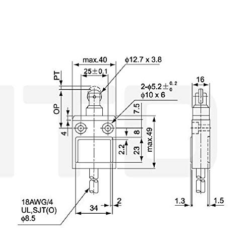 Heschen Compact Prewired Limit Switch TZ-31 Series, IP67 Waterproof, SPDT, 1NO 1NC Momentary, AC-15 5A/250VAC (TZ-3112 - Image 5