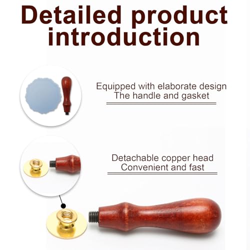Wax Seal Stamp Set, 10 Different Wax Seal Stamps with Removable Wooden Handle and Pad, Personalised Sealing Heads for Envelopes, Invitations, Cards, Gift Packing Etc. - Image 2