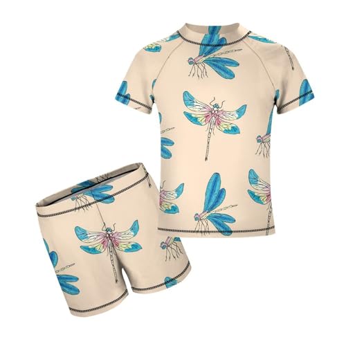 Bright Multicolored DragonfliesChildren's Swimsuits Boys Two Piece Suit9-11Y（140cm）