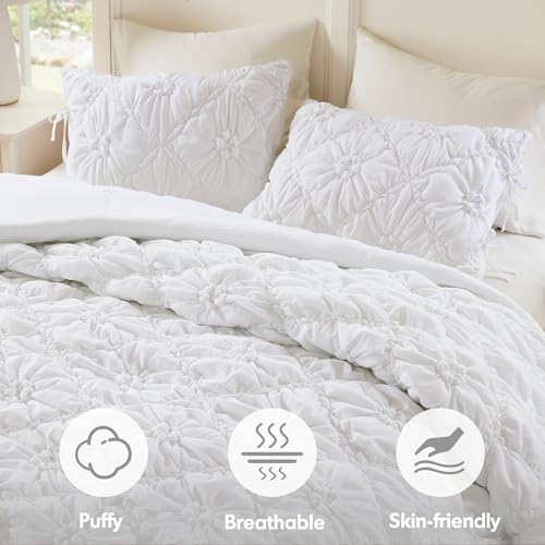 Intelligent Design Puffy Floral Shabby Chic White Queen Comforter Set, 3pc - image 3