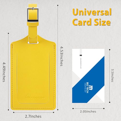 Image of Travelambo 8 Pack Luggage Tags Faux Leather for Suitcases Travel Bag Labels Travel Accessories Essential with Protection Cover ID, Yellow, One Size, Classic, Vibrant, Functional