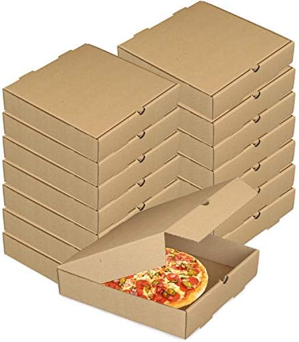 15 Pcs Pizza Boxes, 7.3 x 7.3 x 1.57" Kraft Corrugated Pizza Boxes Cardboard Boxes Take Out Containers Gift Packing Boxes Takeaway Mailing Shipping Storage Boxes for Pizza, Cake, Cookies, Food (7 inch)