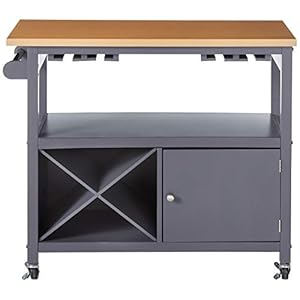 Kingsbrandfurnituregreynaturalfinishwoodkitchenstorageservingcartwithwinerack  Urban Country Home Decor Kings brand furniture grey natural finish wood kitchen storage serving cart with wine rack  urban country home decor