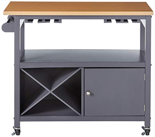 Kingsbrandfurnituregreynaturalfinishwoodkitchenstorageservingcartwithwinerack  Urban Country Home Decor Kings brand furniture grey natural finish wood kitchen storage serving cart with wine rack  urban country home decor